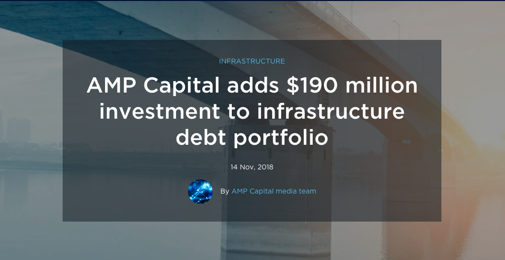 AMP Capital adds 190 million investment to infrastructure debt